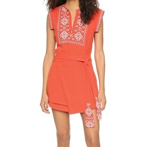 Free people coral wrap dress